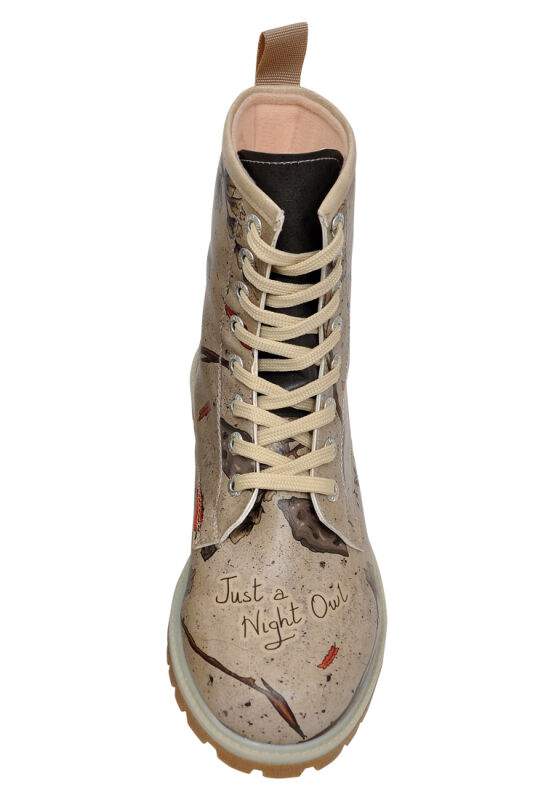 Women Vegan Leather Gray Long Boots - Night Owl Design — Product image 5 of 7