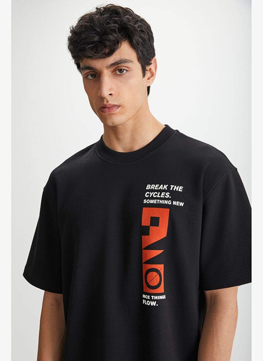 RAMADANP008 Erkek 75% Pamuk 25% Polyester baskılı Siyah T-Shirt — صورة المنتج 4 من 5