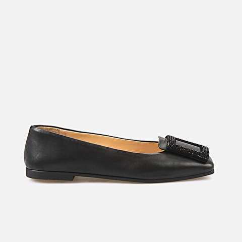 Rouge Black Women's Leather Ballet Flats 242RGK680 975704