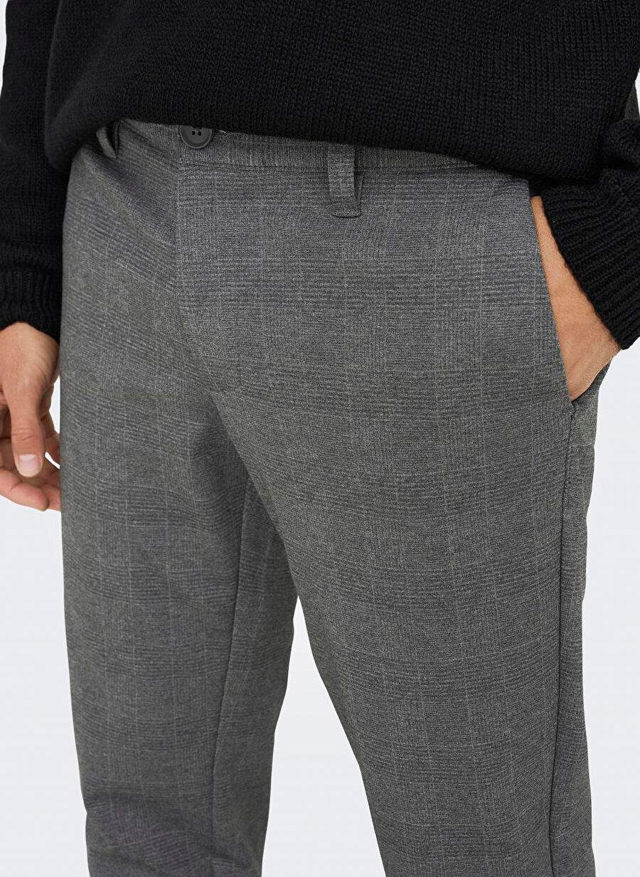 Only & Sons Açık Gri Erkek Dar Desenli Chino Pantolon ONSMARK SLIM CHECK PANTS 9887 NOOS — Product image 3 of 6