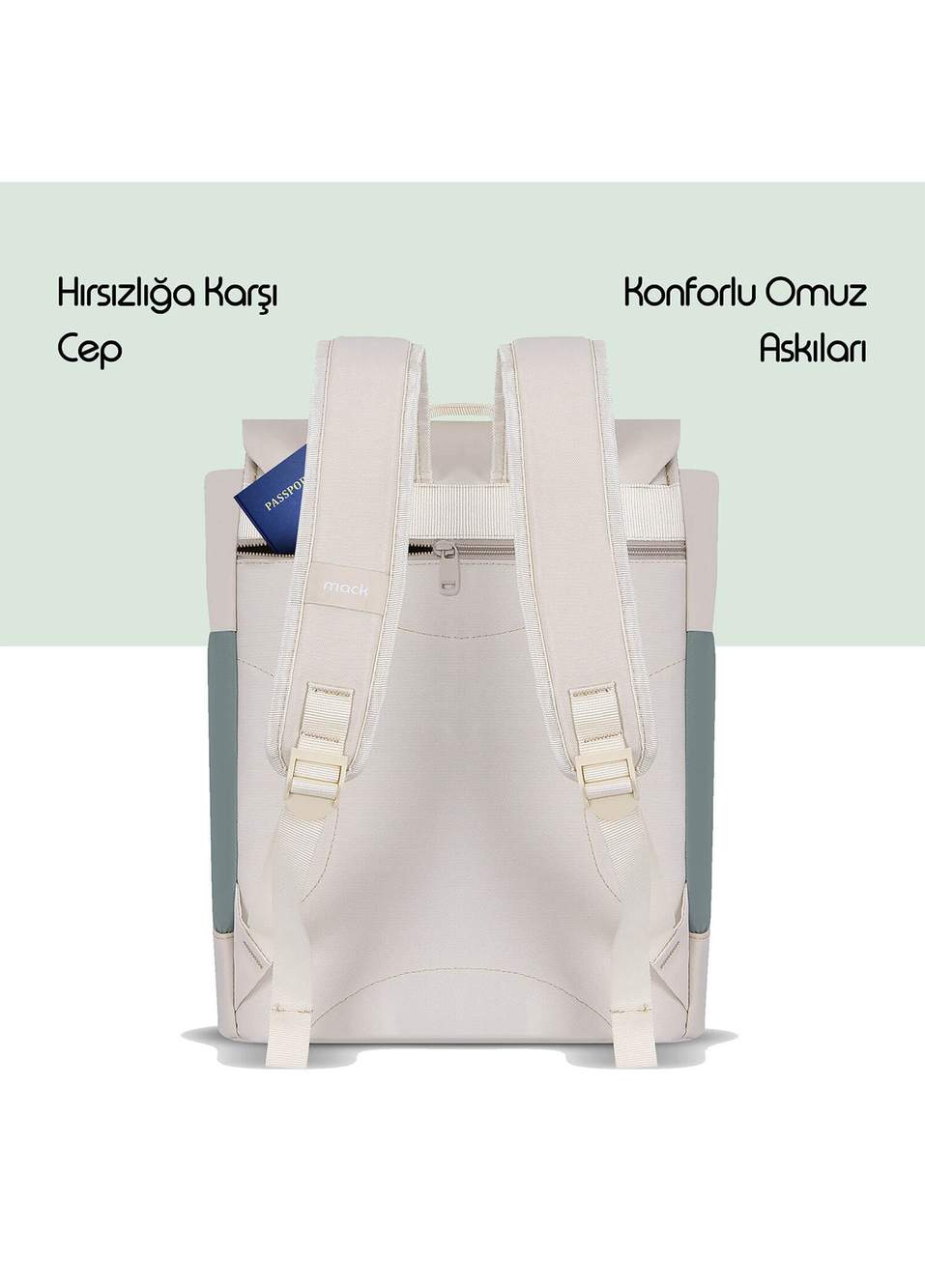 MCE-1307 14.1" Zen Eco Green Beige Casual Backpack — Product image 6 of 8