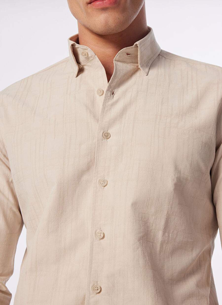 Network Comfort Fit Buttoned Collar Beige Men's Shirt 1090722 — Product image 4 of 5
