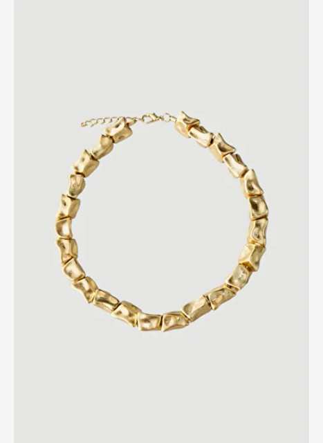 Gusto Köşeli Dokulu Gold Kolye - Gold