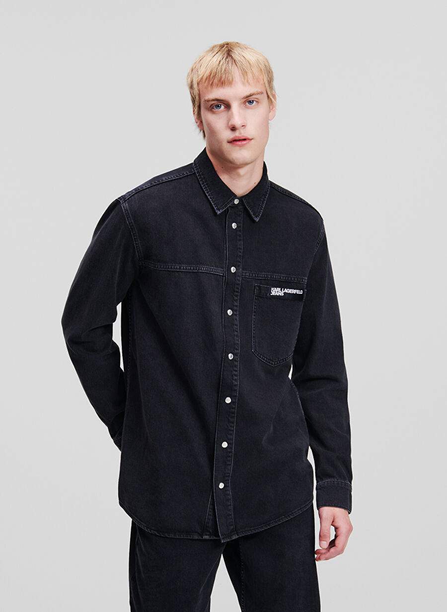 REGULAR DENIM JACKET Regular Fit Black Men's Denim Shirt 236D1601KLJ — Product image 3 of 7