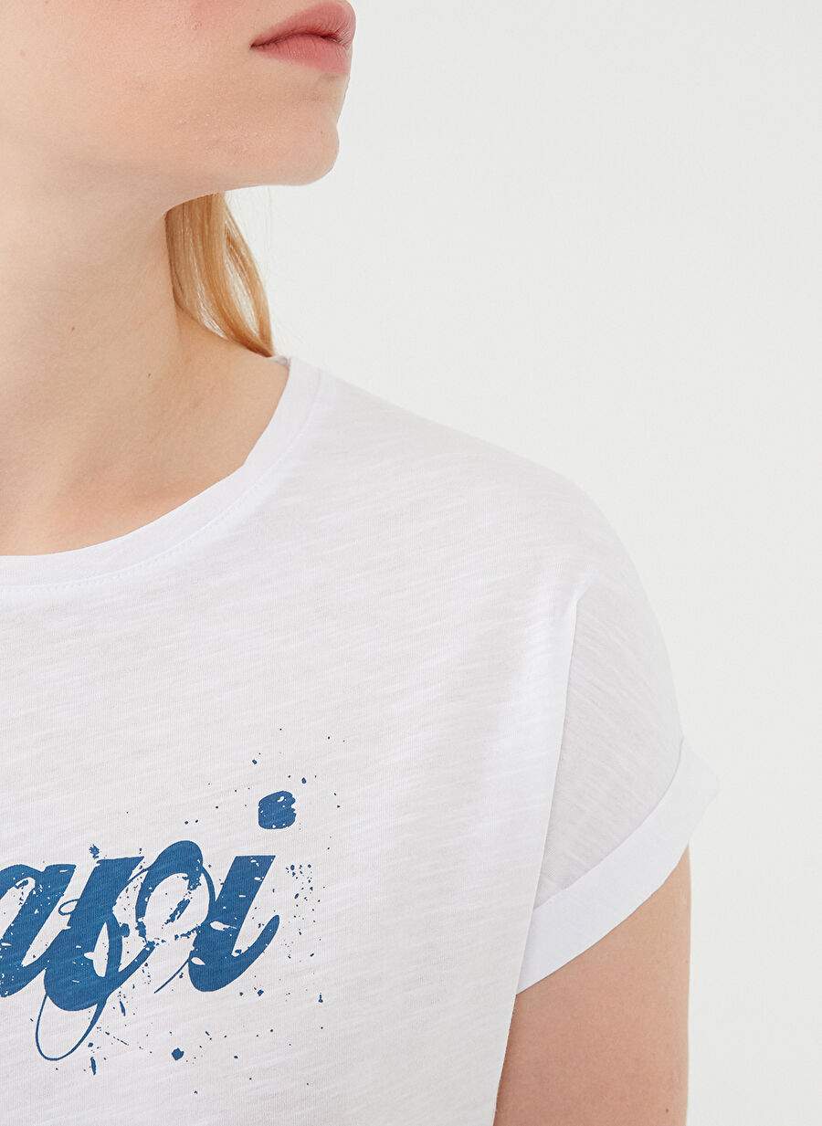 Beyaz Kadın %100 Pamuk T-Shirt M166422-620 — صورة المنتج 5 من 7