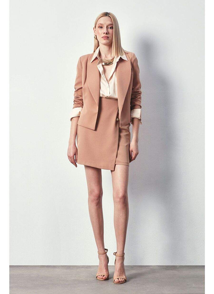 Kruvaze Button Detailed Skirt - Camel — Product image 5 of 8