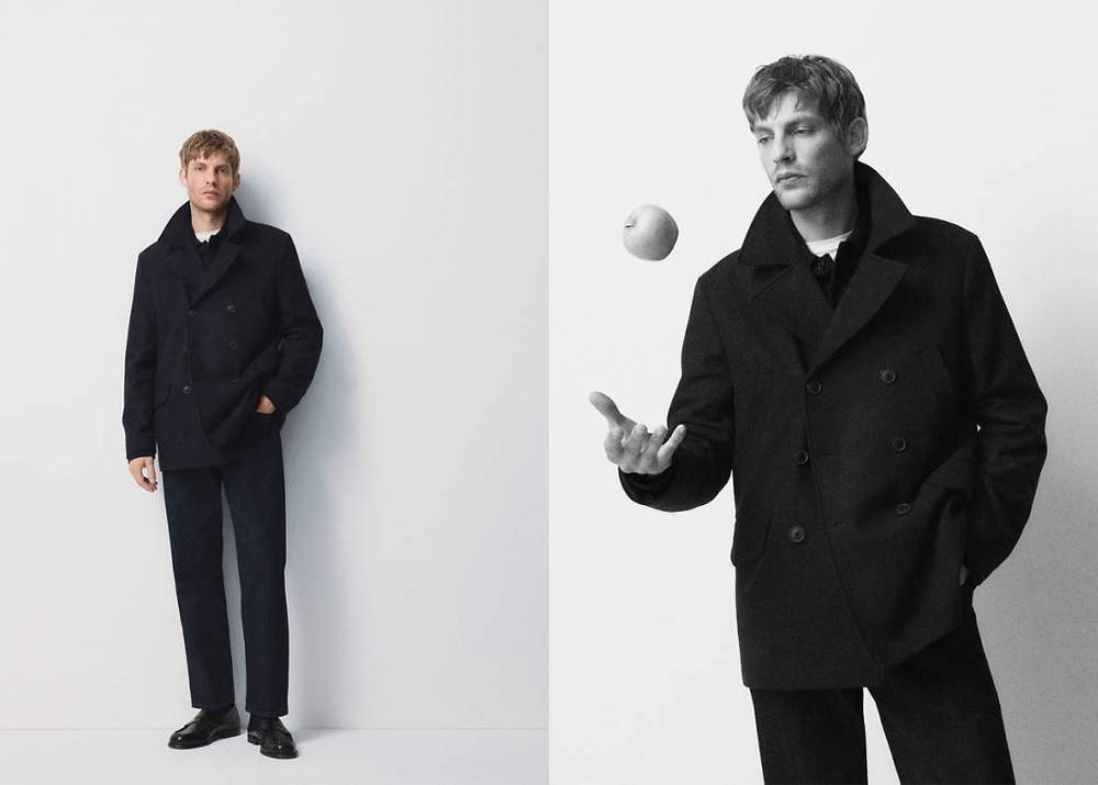 Short double-breasted wool coat — Product image 3 of 20