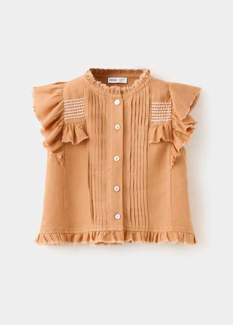 Linen blouse with frayed details