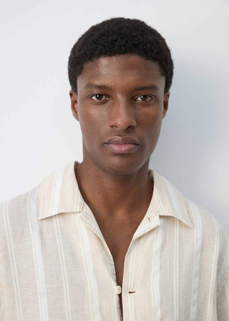Striped linen shirt with a bowling collar — Product image 5 of 10
