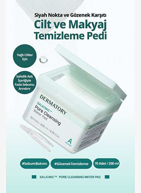 Makeup Cleanup Pad DERMATORY Salicinic Pore Cleansing Water Pad That Purifies More Sebum Than Volume