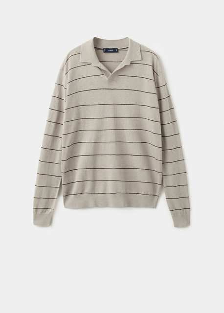 Linen blend striped polo sweater