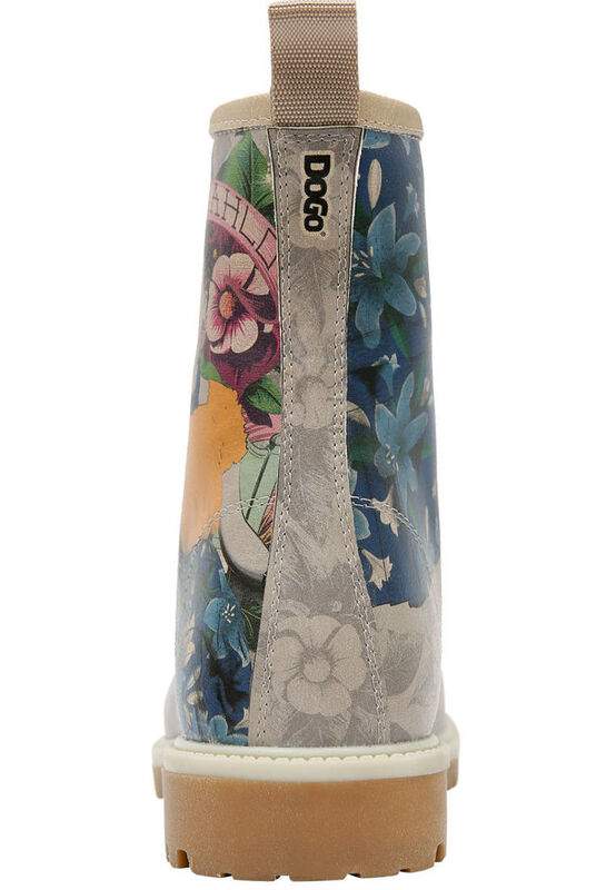 Women Vegan Leather Gray Long Boots - A Flower From The Past Frida Kahlo Design — Product image 7 of 7