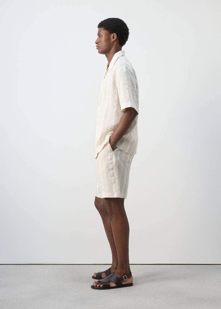 Striped linen shirt with a bowling collar — Product image 6 of 10