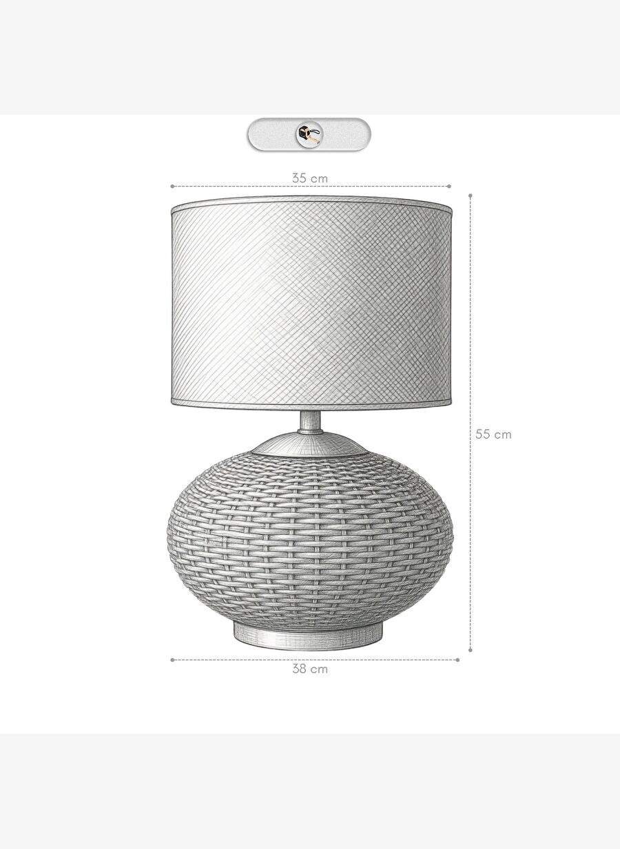 Avior Gri Gövde Siyah Başlık Dekoratif Rattan Abajur — Product image 7 of 8
