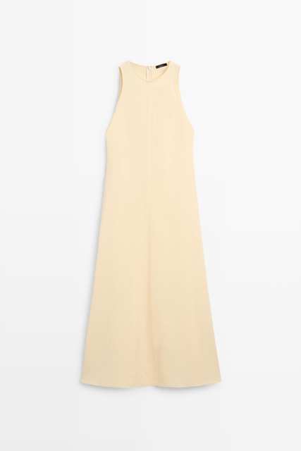 Flowing linen halter midi dress