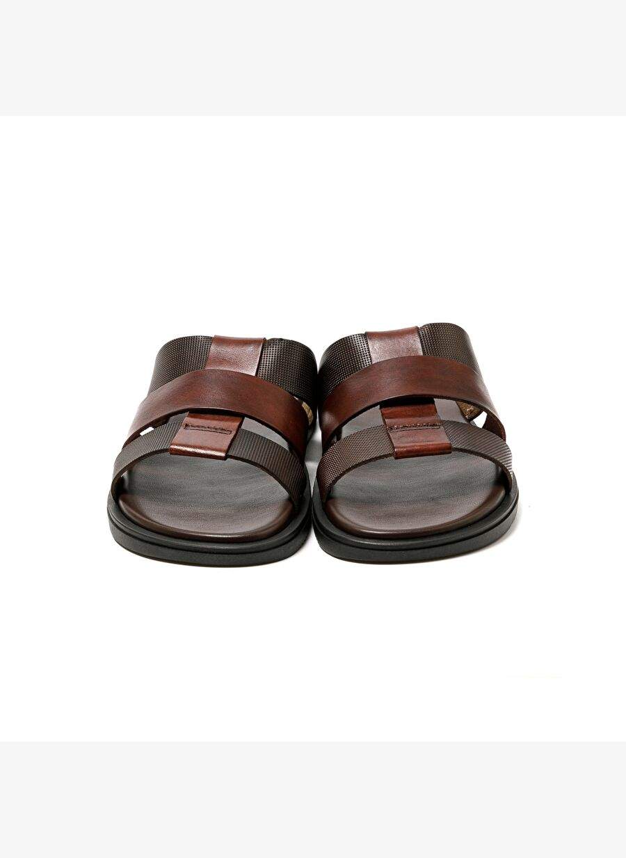 Erkek Terlik M6857 The Sandals Factory  LEATHER UPPER Dark Brown — Product image 4 of 6