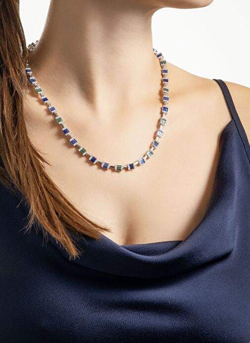 Renkli Baget Tasl 18 Ayar Beyaz Altn Kaplama 42 Cm Gumus Gerdanlk — Product image 12 of 35