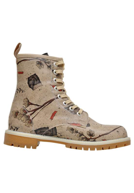 Women Vegan Leather Gray Long Boots - Night Owl Design — Product image 4 of 7