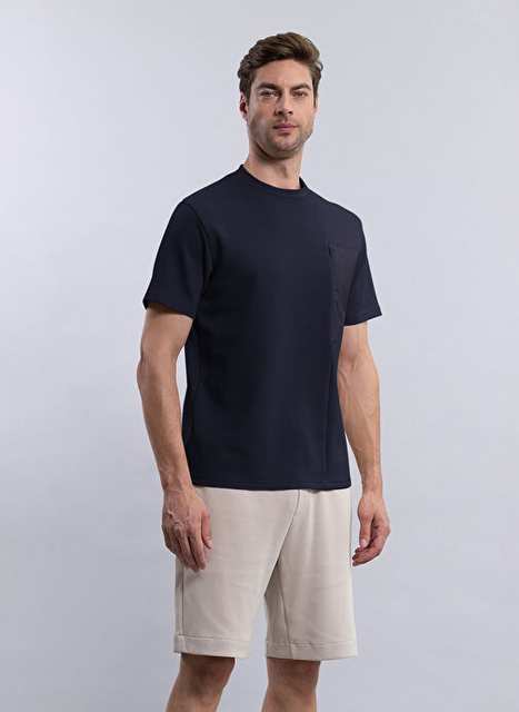 Duno Bike Collar Straight Navy Men's T-Shirt BETA LISS/MIRTO