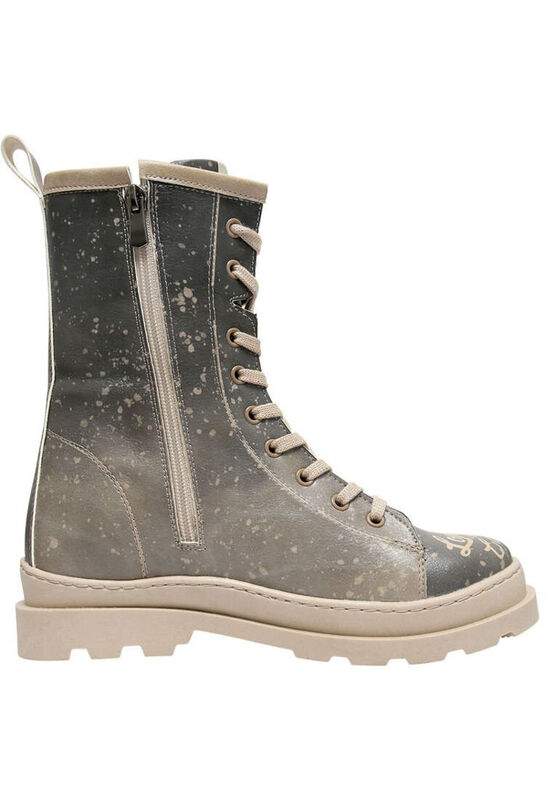 Women Vegan Leather Gray Zipper Long Boots - London is Calling Design — Product image 4 of 8