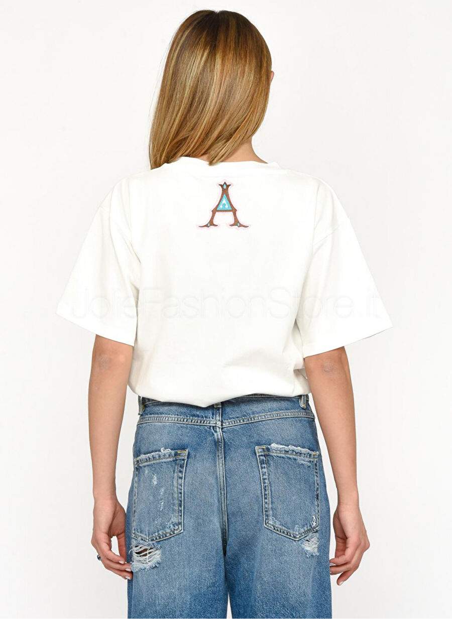 Akep Yuvarlak Yaka Baskl Beyaz Kadn T Shirt Tskd05208 — صورة المنتج 7 من 7