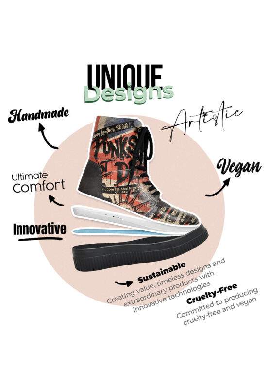 Women Vegan Leather Black Long Boots - British Punk Design — Product image 8 of 8
