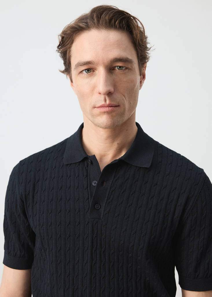 100% cotton braided knitted polo shirt — Product image 26 of 29