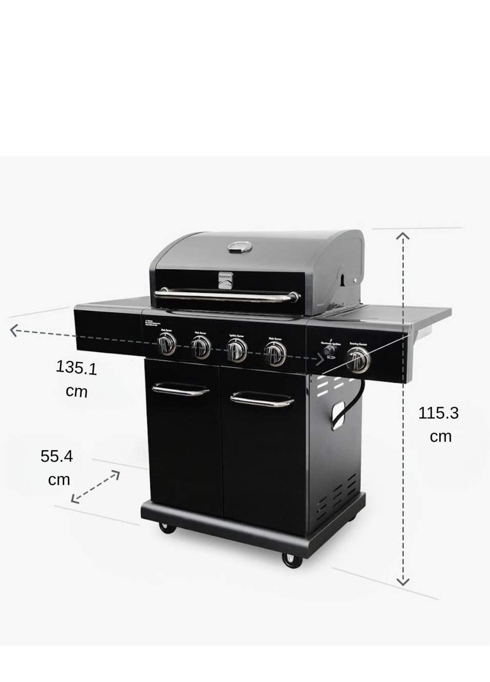 Siyah Metal 4 Ocaklı Gazlı Barbekü — صورة المنتج 5 من 5