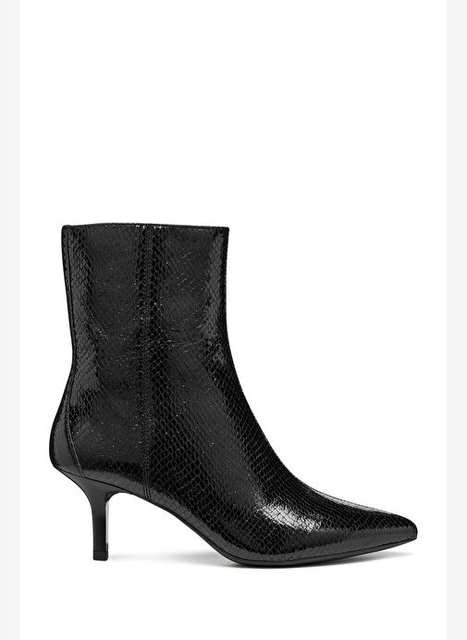 Geox Kadn Siyah D Kleopy B Metal Goat Fermuarl Desenli Ince Topuklu Deri Bot D56ybb000kyc9999