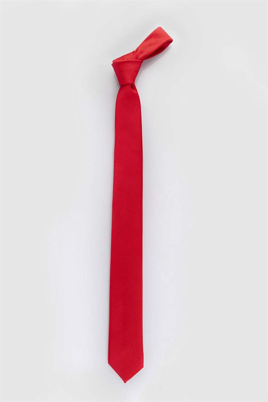 Thin Self-Patterned Men's Red Tie — Product image 3 of 4