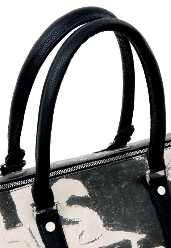 Unisex Vegan Leather Black Duffle Bag - Les Peintres Design — صورة المنتج 6 من 6