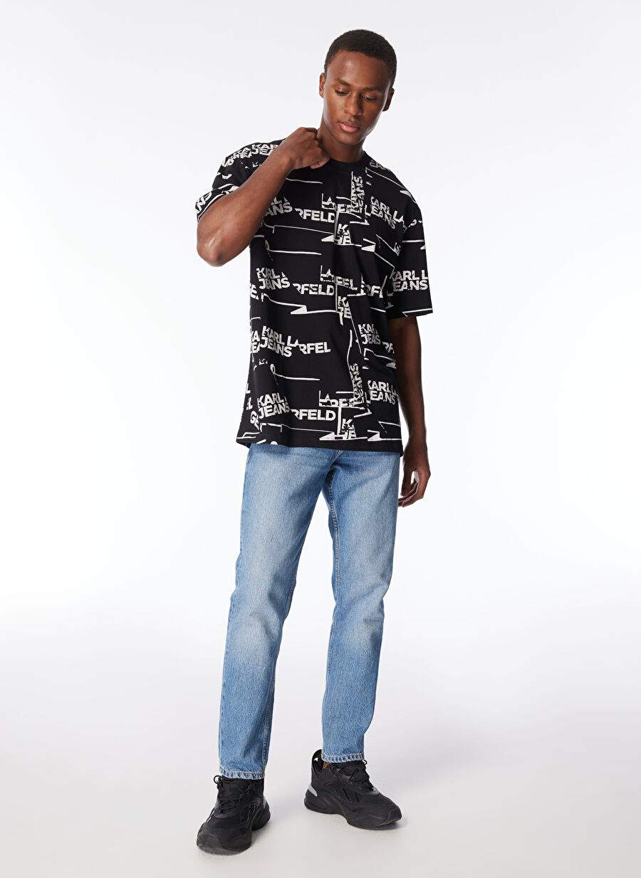 Karl Lagerfeld Jeans Siyah Beyaz Erkek T Shirt 240d1709 Klj Relaxed Sslv Aop Logo — Product image 3 of 5