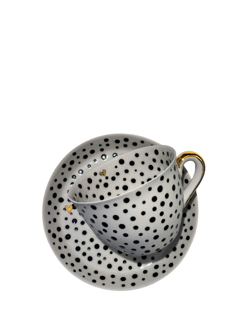 Points And Gold Heart Porselen Kahve Fincan ve Tabağı — Product image 3 of 4