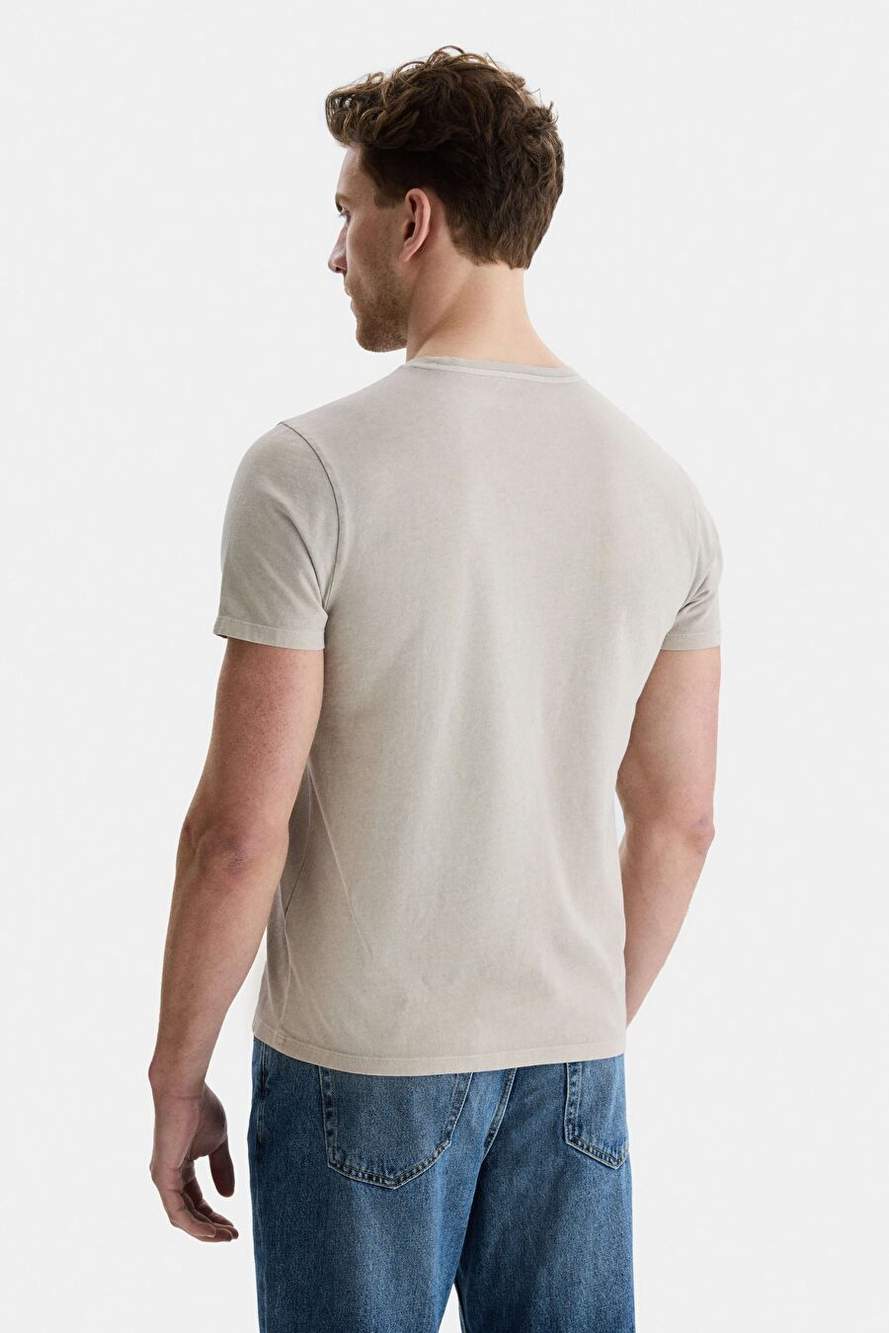 MARGAN Gri Bisiklet Yaka Baskılı Erkek Tshirt — صورة المنتج 8 من 8