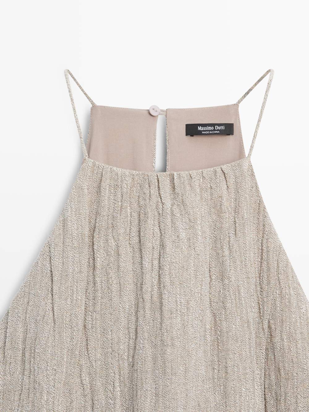 Flowing linen blend dress with gathered neckline — Product image 3 of 14
