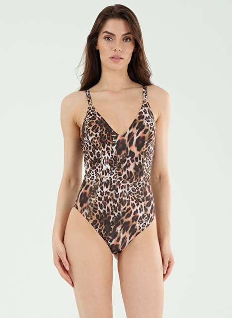 Louren Coffee Women's Patterned Swimwear M22006