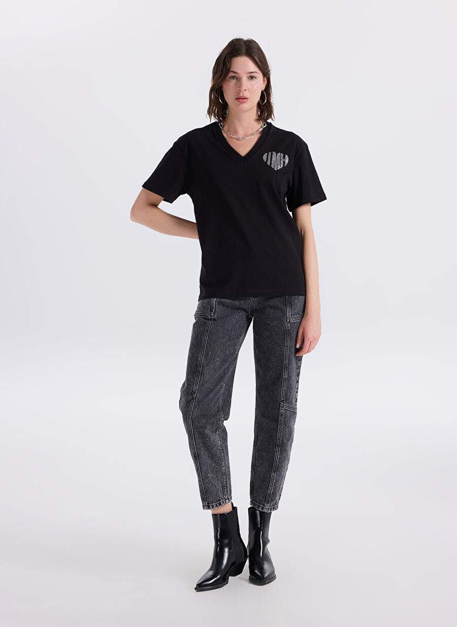 In The Mood For Love Siyah Kadın %100 Pamuk T-Shirt ITMFL-TST51 — صورة المنتج 3 من 6