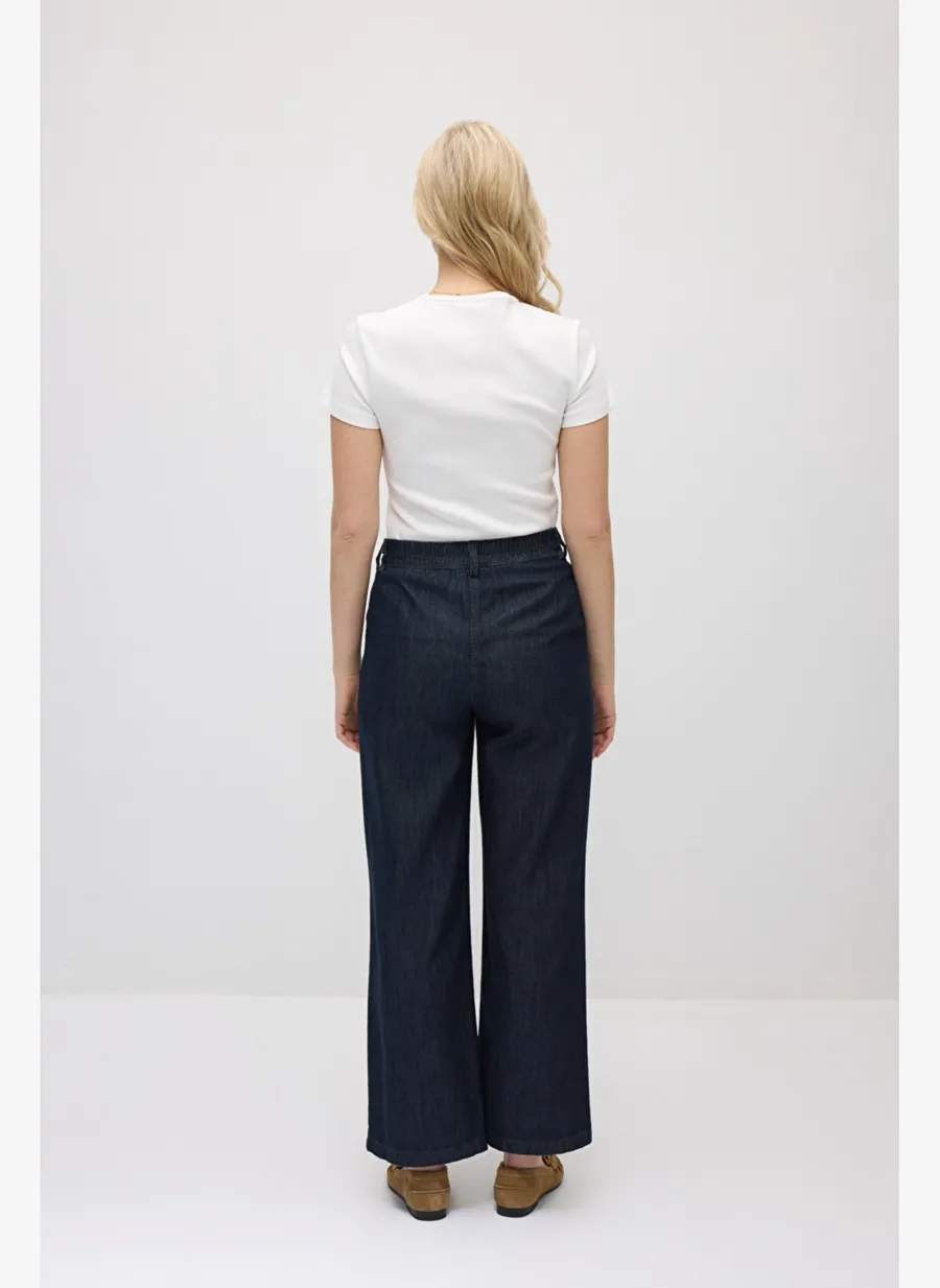 Gusto Bol Paça Tencel Denim Pantolon - Lacivert — صورة المنتج 6 من 6