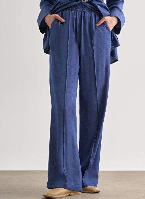 Indigo Blue Mizelle Denim Textured Waist Rubber Genis Paca Pants — Product image 7 of 20