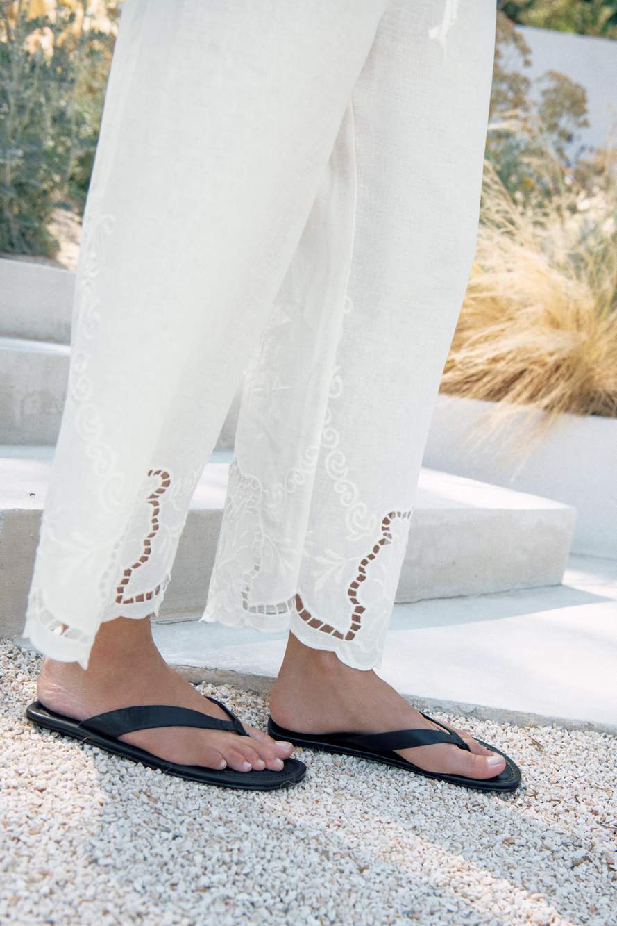 ZW COLLECTION EMBROIDERED LINEN BLEND TROUSERS — Product image 3 of 7