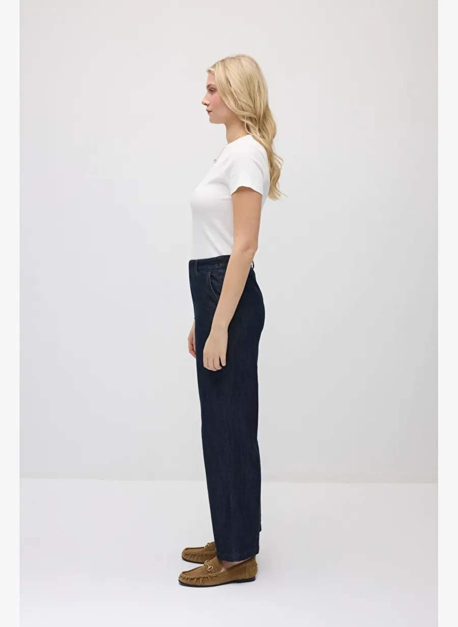 Gusto Bol Paça Tencel Denim Pantolon - Lacivert — صورة المنتج 5 من 6
