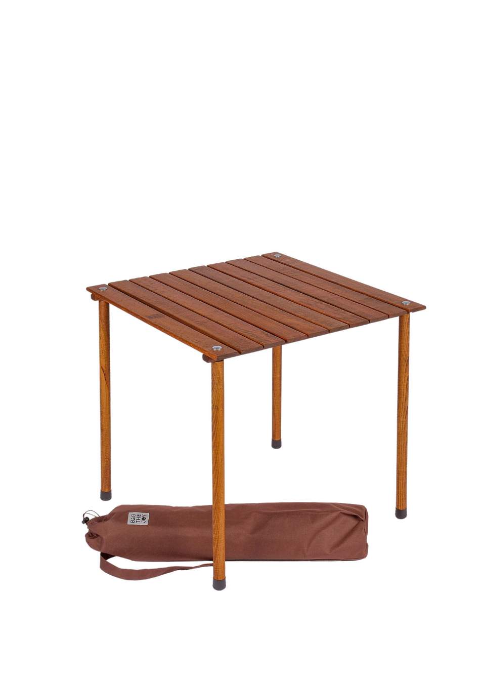 Ahşap Kahverengi Hardal Katlanır Kamp Masa ve Sandalye Seti 60x60x55 cm — صورة المنتج 4 من 5