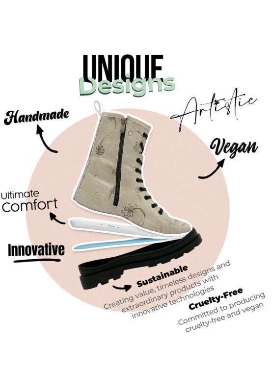 Women Vegan Leather Beige Zipper Long Boots - There is always Hope Design — Product image 8 of 8
