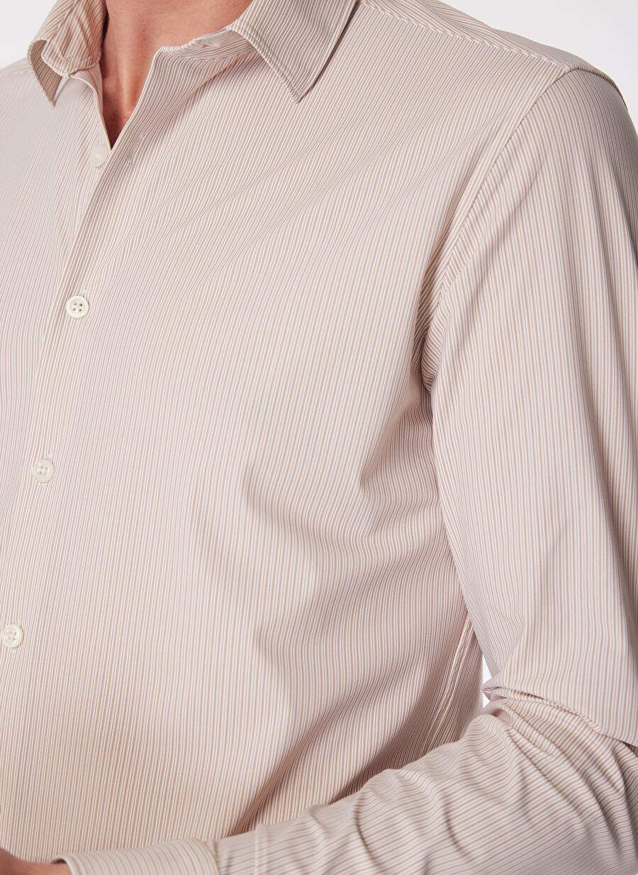Duno Slim Fit Striped Beige Men's Shirt DEMO TST TROPEA — Product image 4 of 5