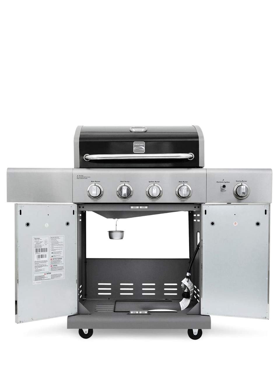 Siyah Metal 4 Ocaklı Gazlı Barbekü — صورة المنتج 3 من 5