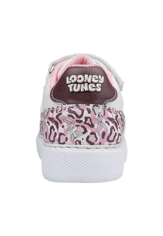 Unisex Kids Vegan Leather Velcro White Sneakers - Warner Bros Looney Tunes B for Bugs Bunny Design — Product image 8 of 9