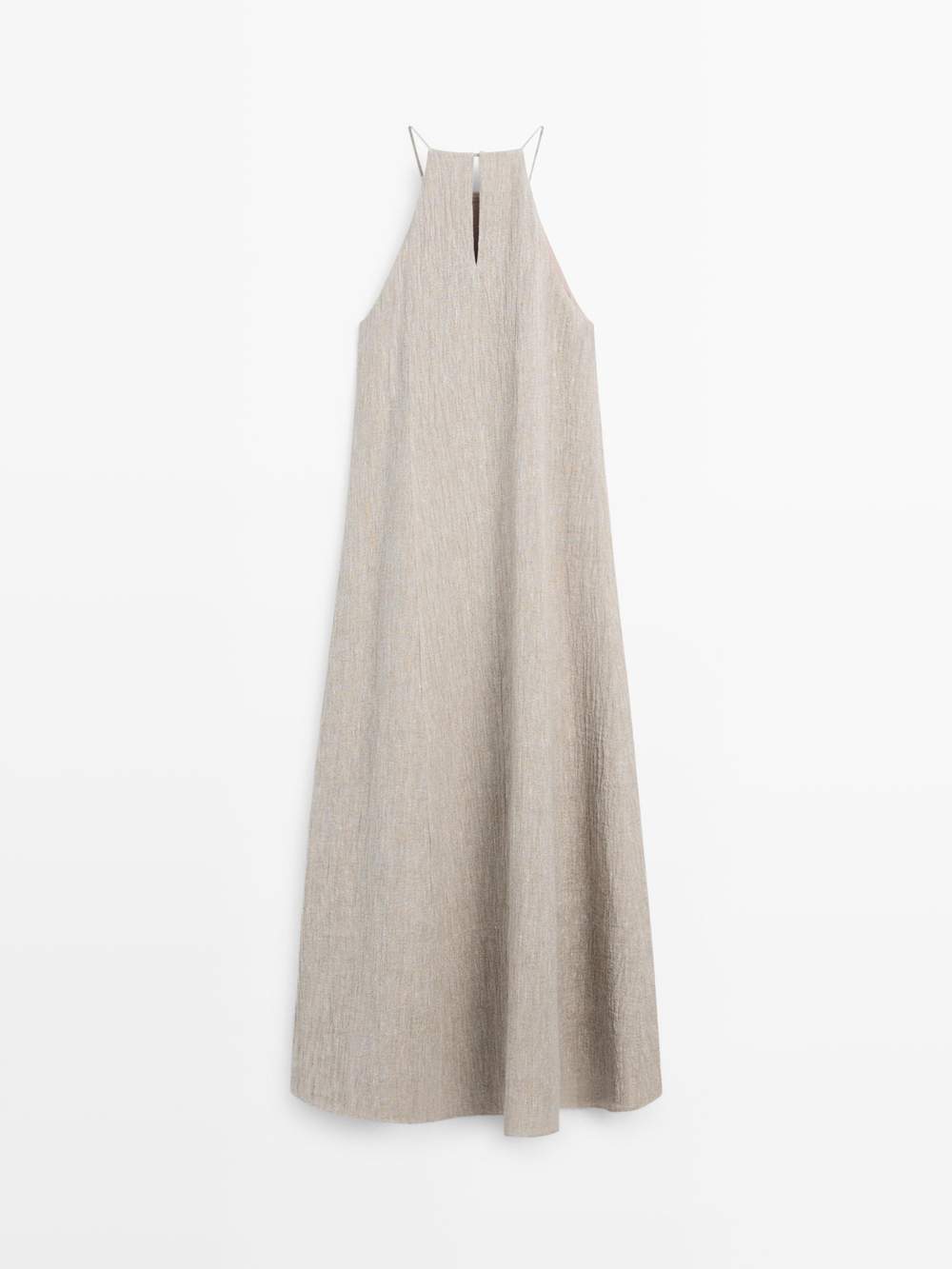 Flowing linen blend dress with gathered neckline — Product image 4 of 14