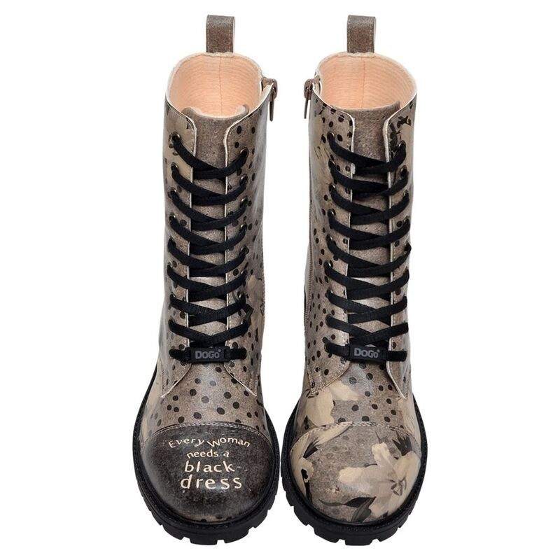 Women Vegan Leather Gray Zipper Long Boots - Black Dress Design — Product image 3 of 6