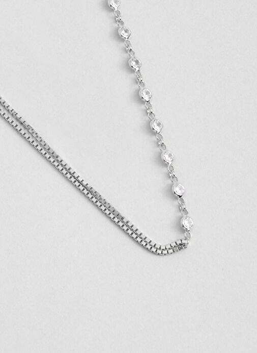 Minimal Tasarm 18 Ayar Beyaz Altn Kaplama 45 Cm Gumus Kolye — Product image 9 of 20
