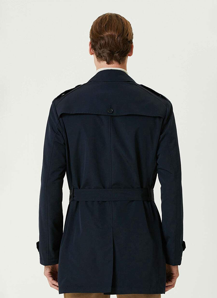 Network Navy Blue Men's Double Breasted Slim Fit Plain Top Coat 1092995 — Product image 6 of 10